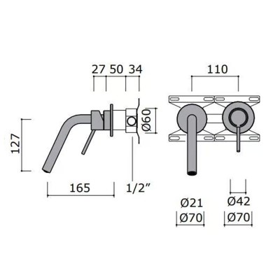 Mina 11416 kursive Einbau-Wandarmatur für Waschtische