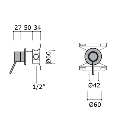Mina 11221T + HV112 Grifo mezclador de bañera de suelo