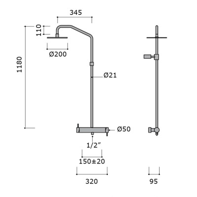 Mina 112M40 Corsivo Wandduschset