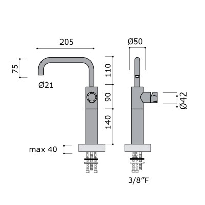 Mina 4514140 Synth Grifo mezclador para lavabo alto