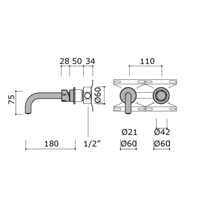 Mina 4118 Synth Bateria umywalkowa wpuszczana w ścianę