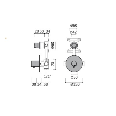 Mina 44P2 Synth Einbau-Wandthermostatgruppe