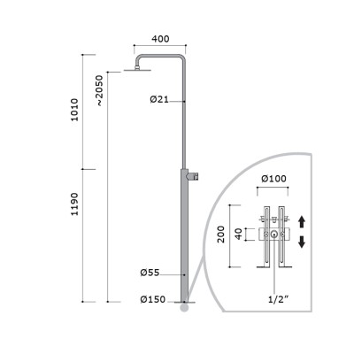 Columna de ducha de suelo Mina 40801T Synth