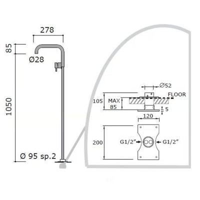 Mina 6380T Stiriana floor-standing basin mixer