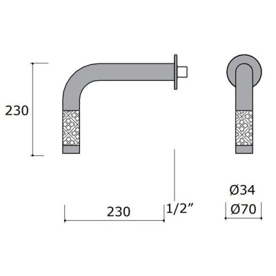 Grifo Mina 12551 Revitrum con mezclador de pared empotrado 6100