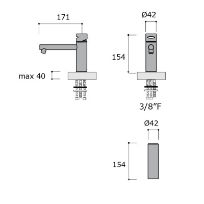 Mitigeur de lavabo Mina 7180 Giotto avec rallonge PR150
