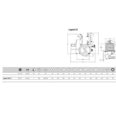 Sirman 11358302S Legend 350 LS półautomatyczna krajalnica z kołem zamachowym, czerwona