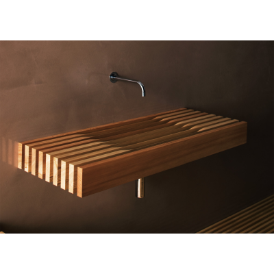 Lavabo de baño Rapsel One de 120 cm de madera y acero inoxidable