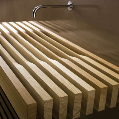 Lavabo Rapsel One 120 cm en bois et acier inoxydable