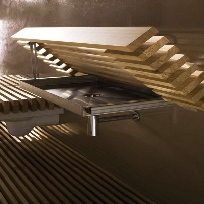 Lavabo Rapsel One 120 cm en bois et acier inoxydable