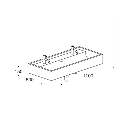 Lavabo Rapsel Grand Kanal 100 cm cerámica blanca