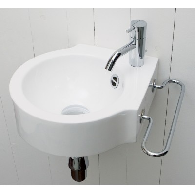 Umywalka ścienna Rassel Wing 33 cm, biała, tytanowa, żywiczna