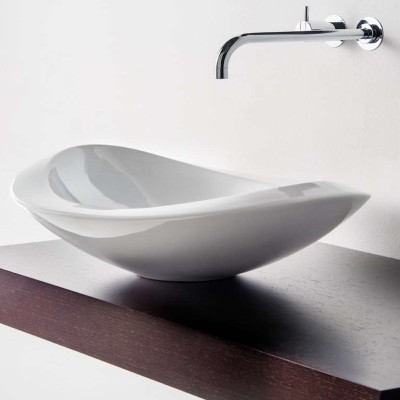 Umywalka nablatowa Rapsel Nido 62,5 cm, matowa, biała, ceramiczna