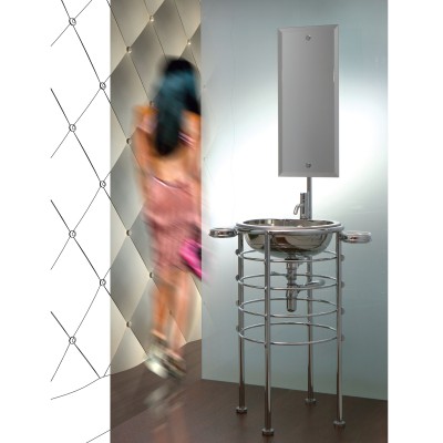 Rapsel Stark - Composición de lavabo de baño Lola Herzburg con espejo de acero inoxidable de 50 cm