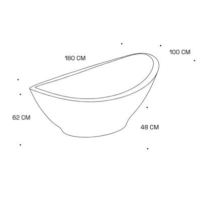 Rapsel Lavasca Mini-Freistehende Badewanne 180 cm, Samt schwarz