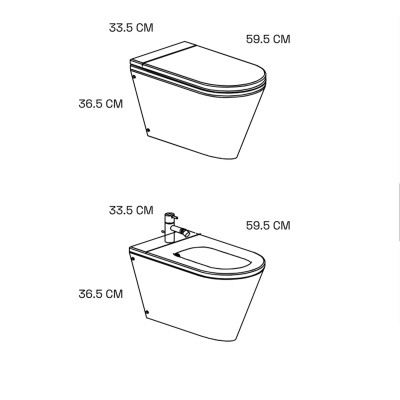 Toilettes et bidet suspendus Rapsel John & Mary en acier inoxydable