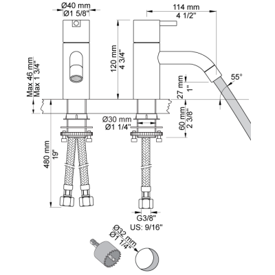 Vola HV1 Mitigeur monocommande de lavabo