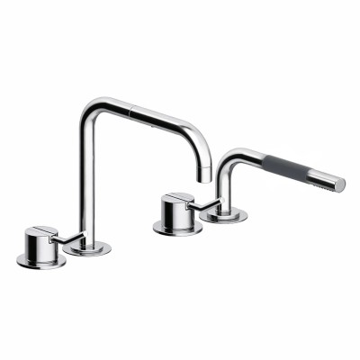 Grifo monomando de cocina Vola 500MT1-590M con rociador de ducha - 4 orificios