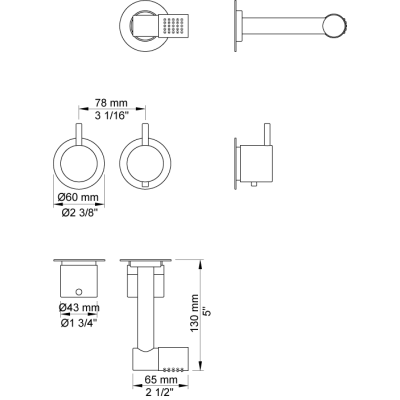 Vola 5281 Einbau-Thermostat-Duscharmatur-Set + Duschkopf