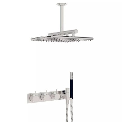 Conjunto de ducha termostático empotrado Vola 5474R-051A + rociador