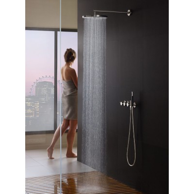 Mezclador termostático empotrado Vola 5471R-061 + rociador redondo y ducha de mano