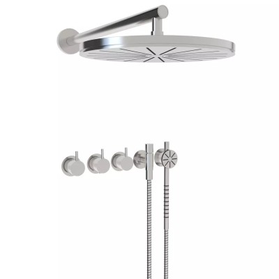 Vola 5471S-061 Einbau-Thermostatmischer + Duschkopf und Handbrause