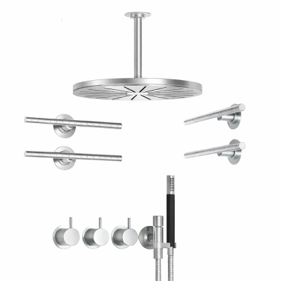 Vola Combi-18 Einbau-Thermostat-Duschgruppe + Duschköpfe und Handbrause