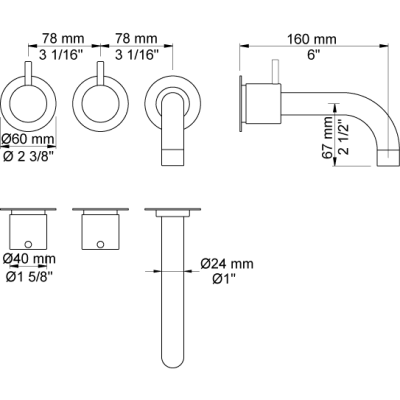 Robinet de baignoire encastré Vola 611C