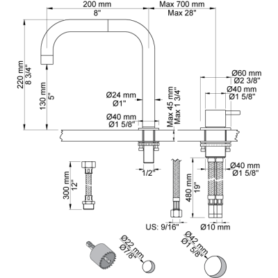 Mezclador de baño monomando Vola SC5