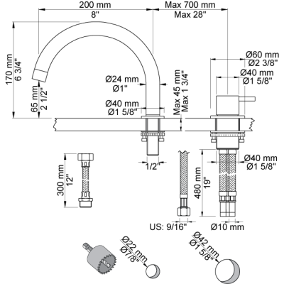 Mitigeur de bain monocommande Vola SC7
