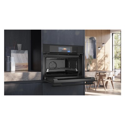 Horno de vapor empotrable Siemens CS938GCM1 iQ700, 45 cm, negro mate, SL
