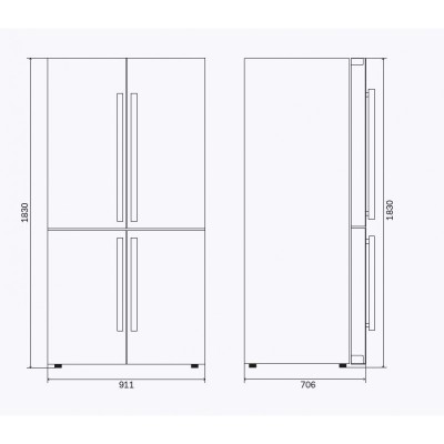 Ilve r91ncd-mg freestanding 4-door fridge-freezer, 91 cm, graphite matt