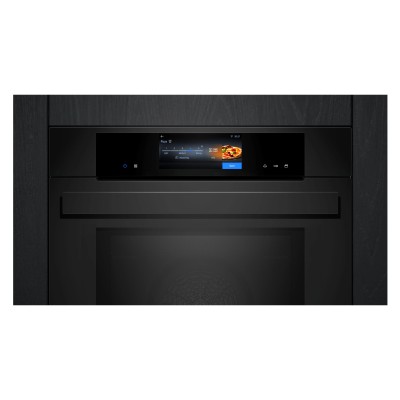 Siemens HN978GQM1 iQ700 60 cm Einbau-Dampfgarer und Mikrowelle mit Pyrolysefunktion, schwarz, SL