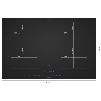 Placa de inducción Siemens ex87bnyv6e iQ700 de 80 cm, color negro mate SL