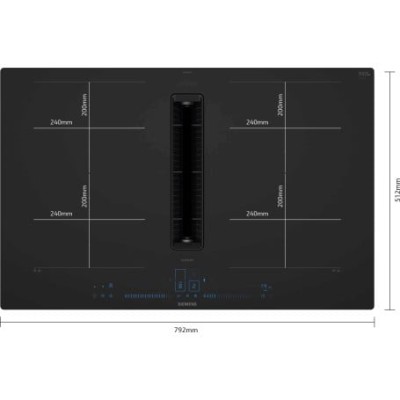 Płyta indukcyjna Siemens ex80bnx68e iQ700 z okapem 80 cm czarna SL