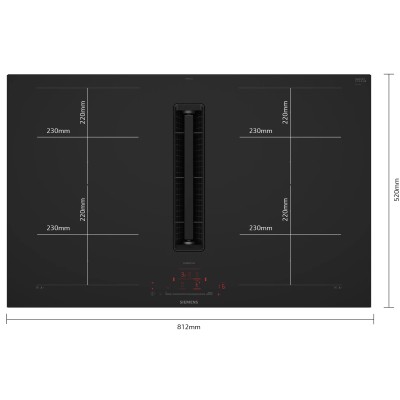 Siemens EX87BHL26E iQ700 Induktionskochfeld mit integrierter Dunstabzugshaube 80 cm schwarz SL