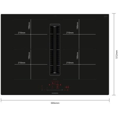 Siemens ED707HGA6 iQ500 Induktionskochfeld mit integrierter Dunstabzugshaube 70 cm schwarz SL
