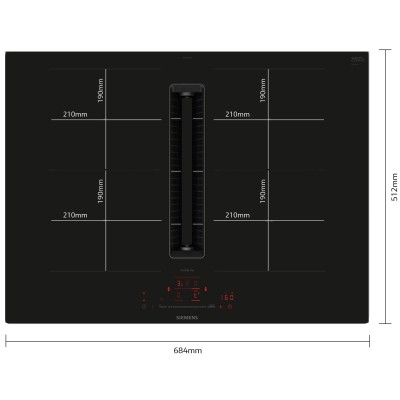Plaque à induction Siemens ED707HGA7 avec hotte intégrée 70 cm noir SL
