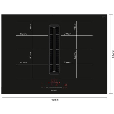 Plaque à induction Siemens ED777HGA6 avec hotte intégrée 70 cm noir SL