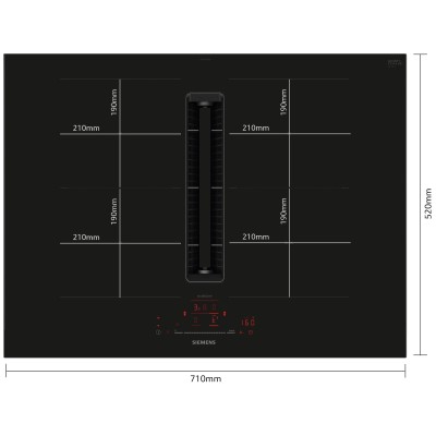 Placa de inducción Siemens ed777hga7 con campana integrada 70 cm negra SL
