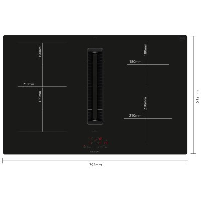 Siemens ed807bga6 induction hob with integrated hood 80 cm black SL
