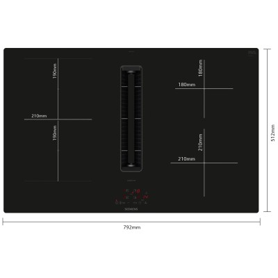 Plaque à induction Siemens ED807BGA7 avec hotte intégrée 80 cm noir SL