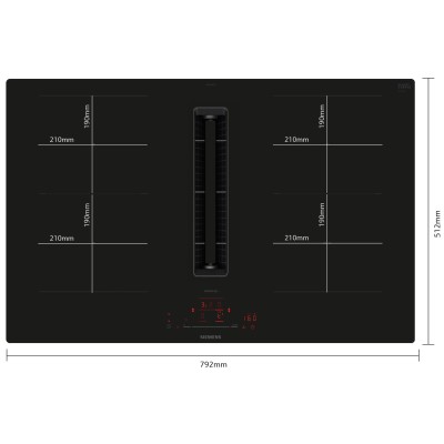 Płyta indukcyjna Siemens ed807hga6 ze zintegrowanym okapem 80 cm czarna SL