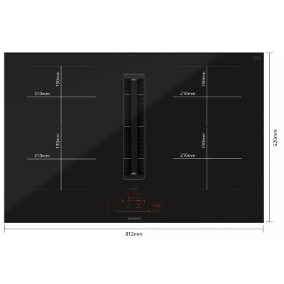 Siemens ED870HGA7 Induktionskochfeld mit integrierter Dunstabzugshaube, 80 cm, schwarz, SL