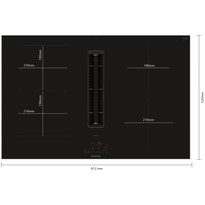 Siemens ed877bga7 induction hob with integrated hood 80 cm black SL