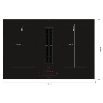 Siemens ed877hga7 induction hob with integrated hood 80 cm black SL