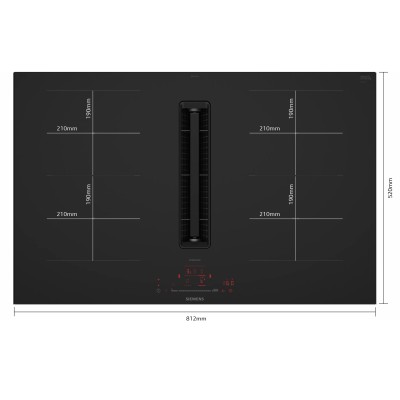 Siemens ED87BHGA6 Induktionskochfeld mit integrierter Dunstabzugshaube, 80 cm, schwarz, SL