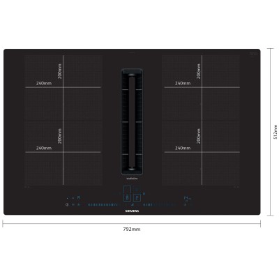 Plaque à induction Siemens EX807NGA7 avec hotte intégrée 80 cm noir SL
