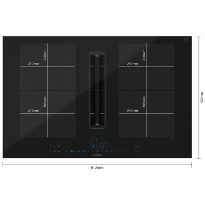 Placa de inducción Siemens ex870nga7 con campana integrada 80 cm negra SL