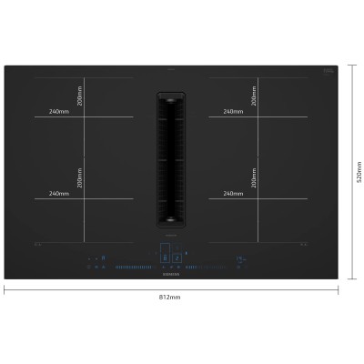 Siemens EX87BNGA6 Induktionskochfeld mit integrierter Dunstabzugshaube, 80 cm, schwarz, SL
